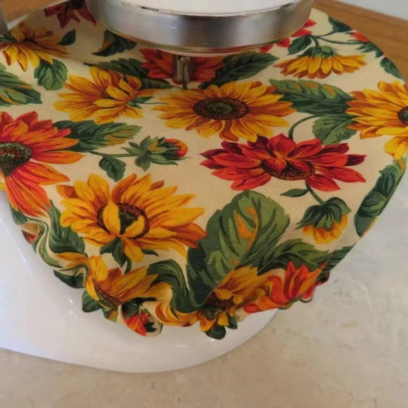 Kitchenaid Bowl Cover, Fall Farm Chickens and Sunflowers Reversible Mixer Cover - Picture 2 of 6